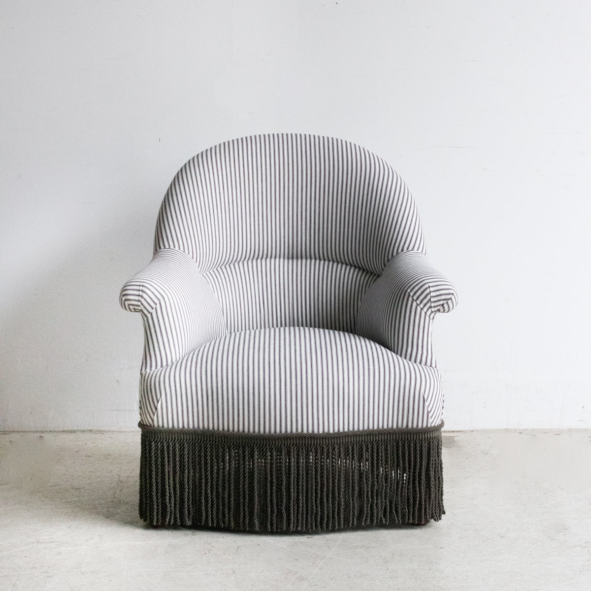 Fauteuil Crapaud vintage | Rayures à coutil
