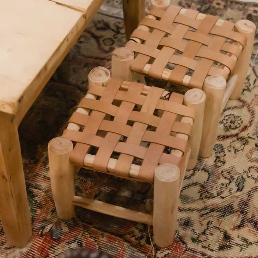 Tabouret marocain en cuir