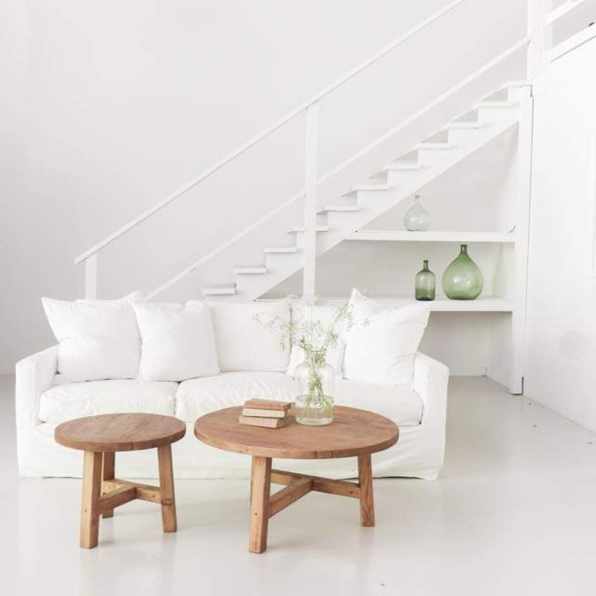 Table basse ronde en bois récupéré