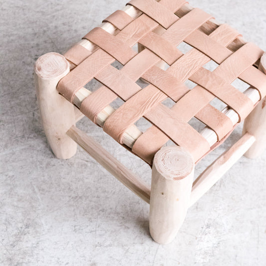 Tabouret marocain en cuir
