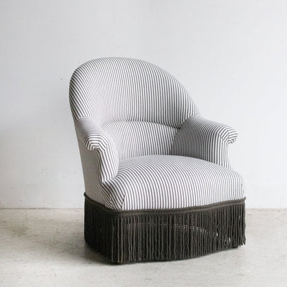 Fauteuil Crapaud vintage | Rayures à coutil