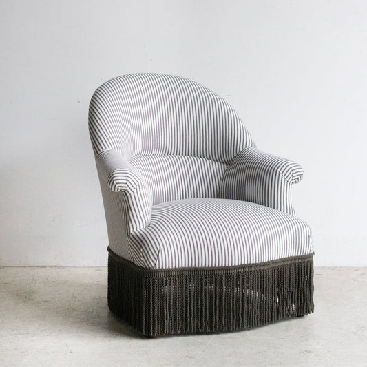 Fauteuil Crapaud vintage | Rayures à coutil