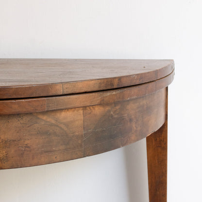 Table pliante demi-lune en noyer