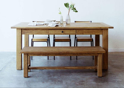 Banc de ferme en bois récupéré d'inspiration française