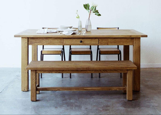 Banc de ferme en bois récupéré d'inspiration française