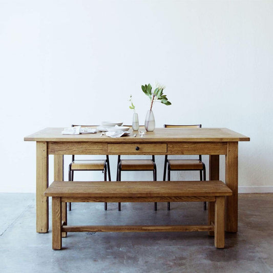 Table de ferme en bois récupéré d'inspiration française