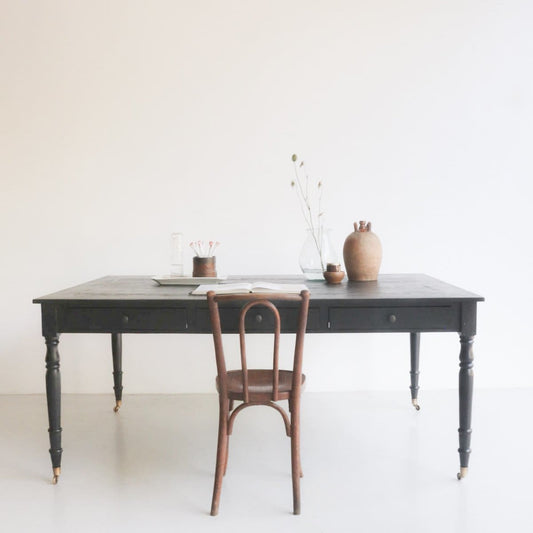 Bureau partenaire en bois récupéré d'inspiration française