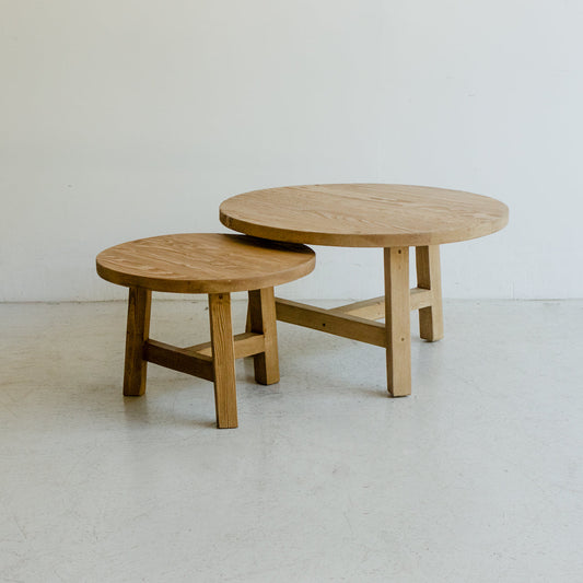 Table basse ronde en bois récupéré 