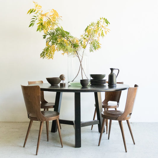 Table à manger ronde en bois récupéré