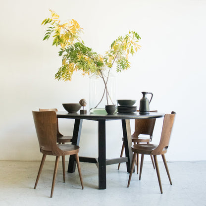 Table à manger ronde en bois récupéré